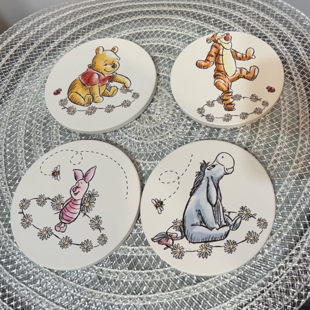 Disney Winnie The Pooh Daisy Chain Set of 4 Assorted Coasters NWT